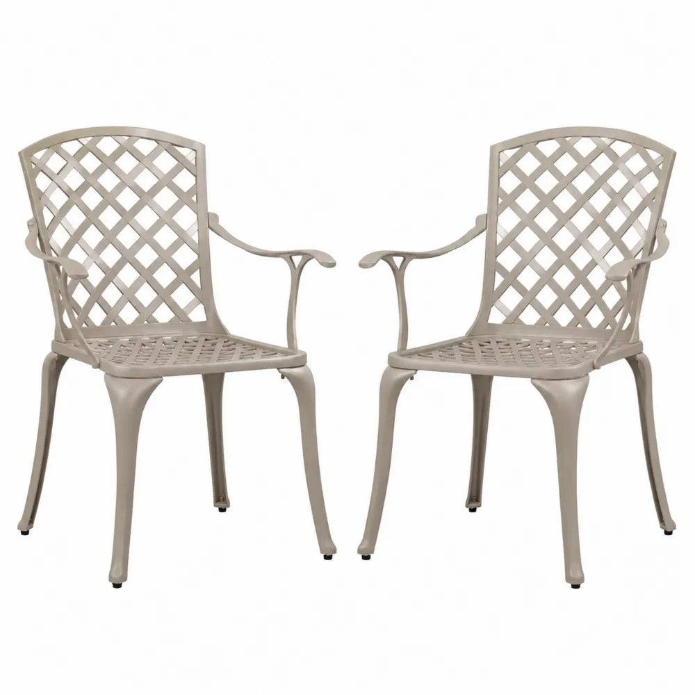 Juego de 2 sillas de metal para exteriores en beige