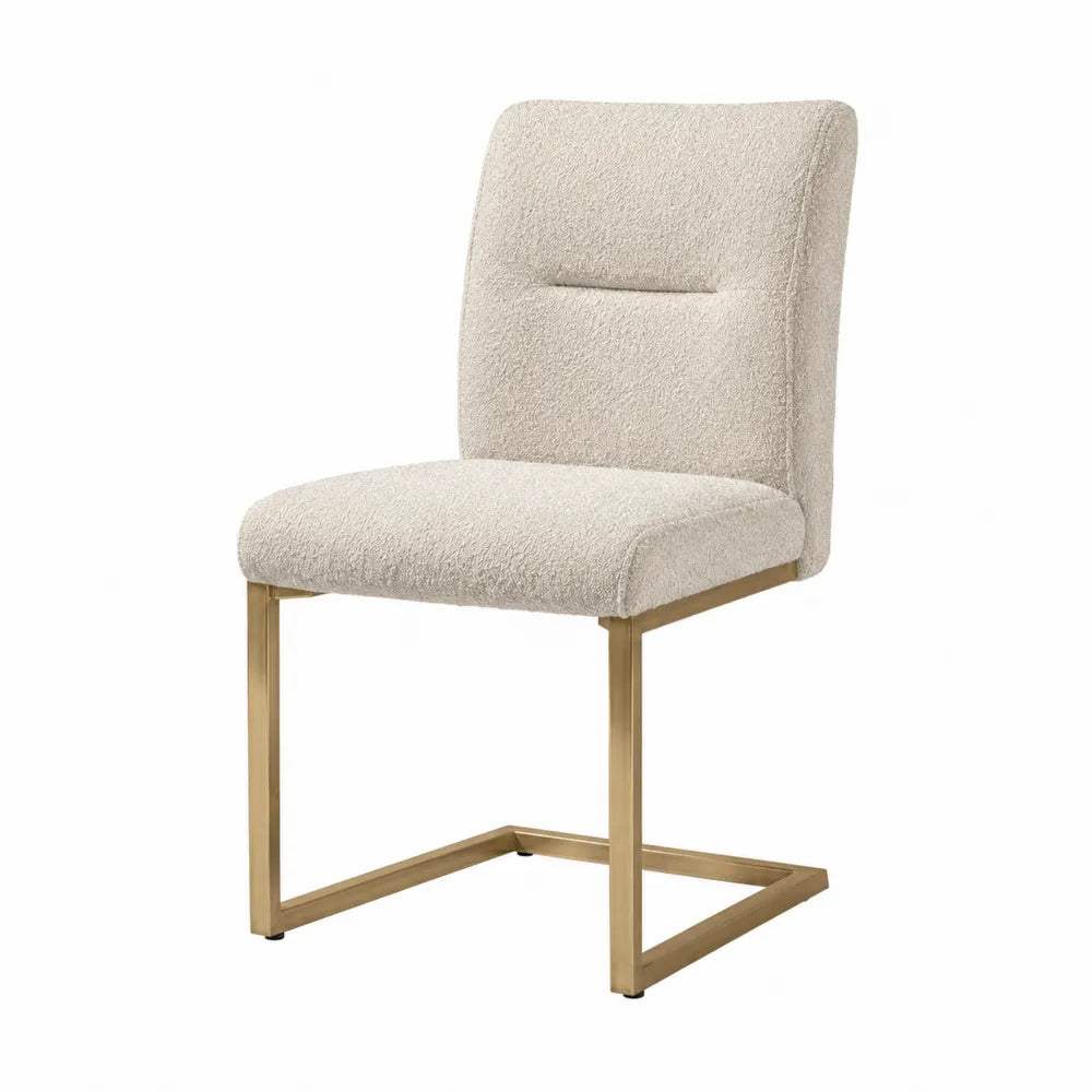 Silla de comedor beige con base de acero