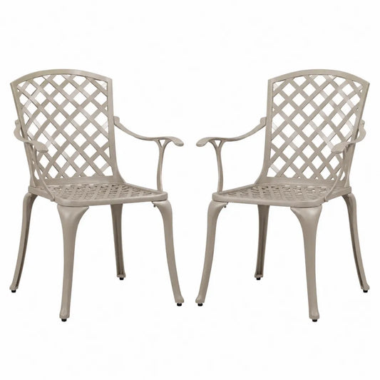 Juego de 2 sillas de metal para exteriores en beige