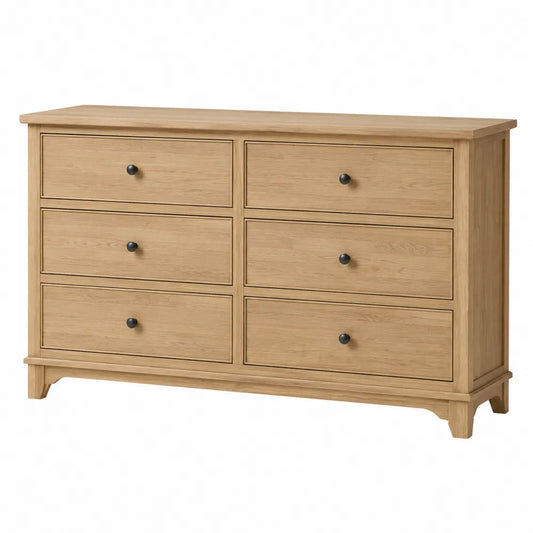 Cajonera de madera maciza de roble con 6 cajones