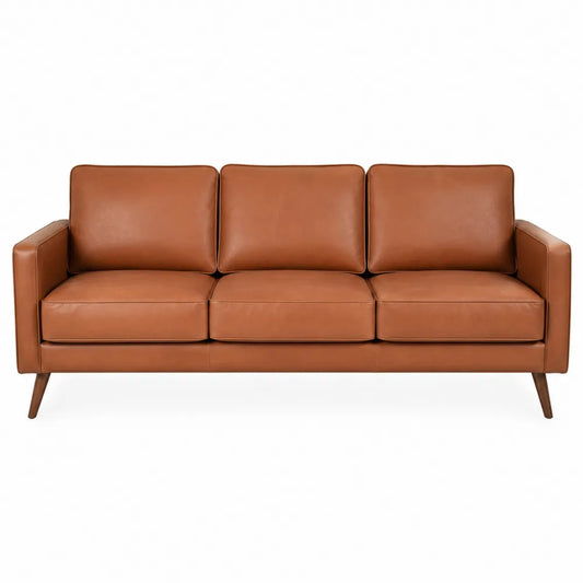 Sofá de 3 plazas cuero marrón
