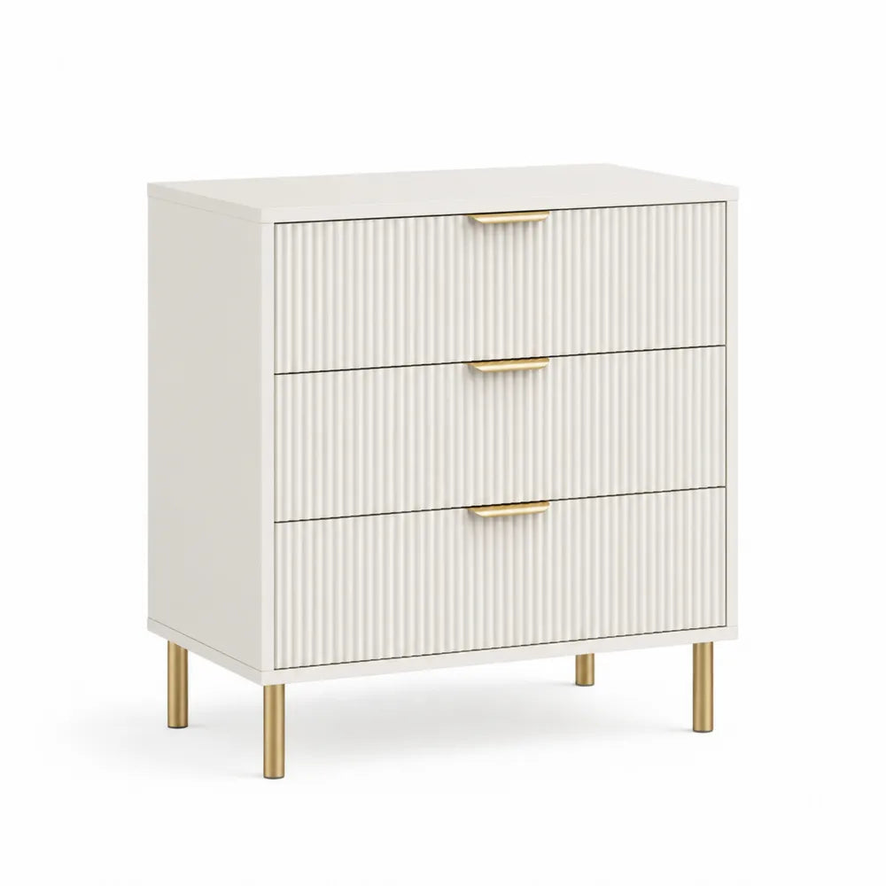 Cajonera de MDF Blanca con Patas de Metal Dorado