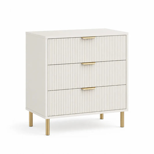 Cajonera de MDF Blanca con Patas de Metal Dorado