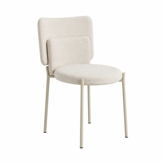Silla con Tapicería de Poliéster Crema y Estructura Metálica