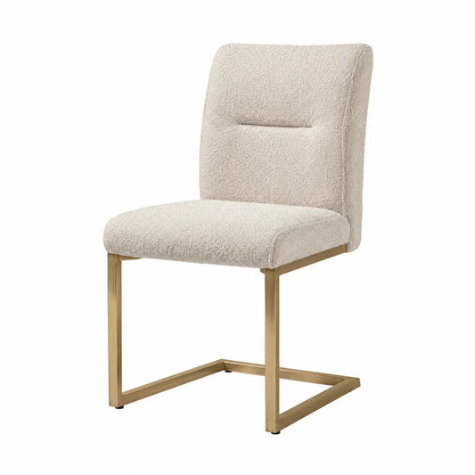 Silla de comedor beige con base de acero