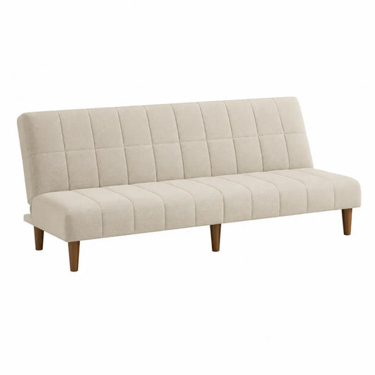 Sofá cama beige de poliéster y madera