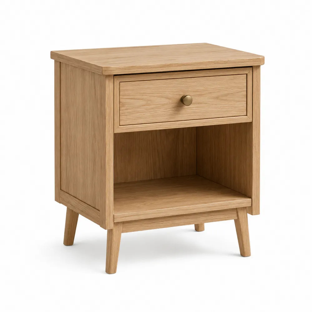 Mesita de noche de madera de roble